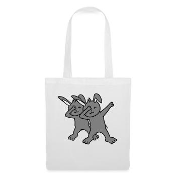 2 Bunnies Dabbing Dab Dance Pose Dancing Friends Team - Tote Bag - white - Front