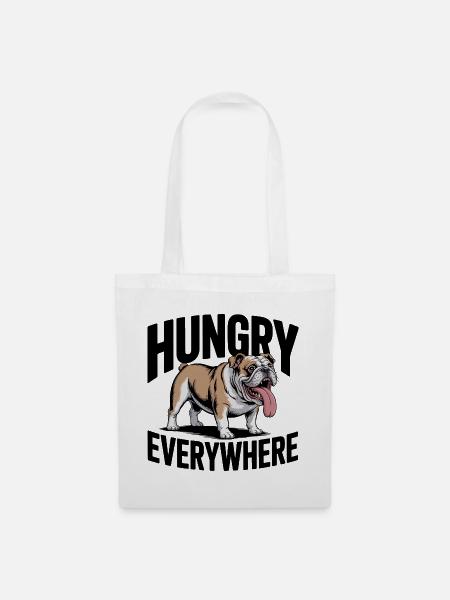 Hungrig Überall Bulldogge - Stoffbeutel - Weiß