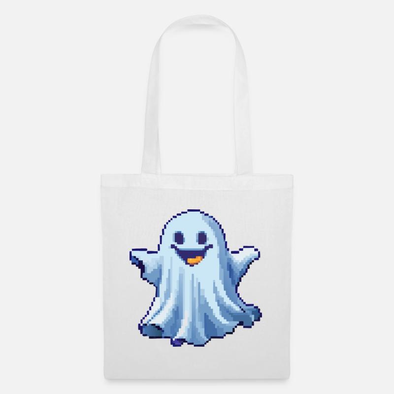 Pixel Ghost: Pixelated Friendly Spirit - Stoffbeutel - Weiß