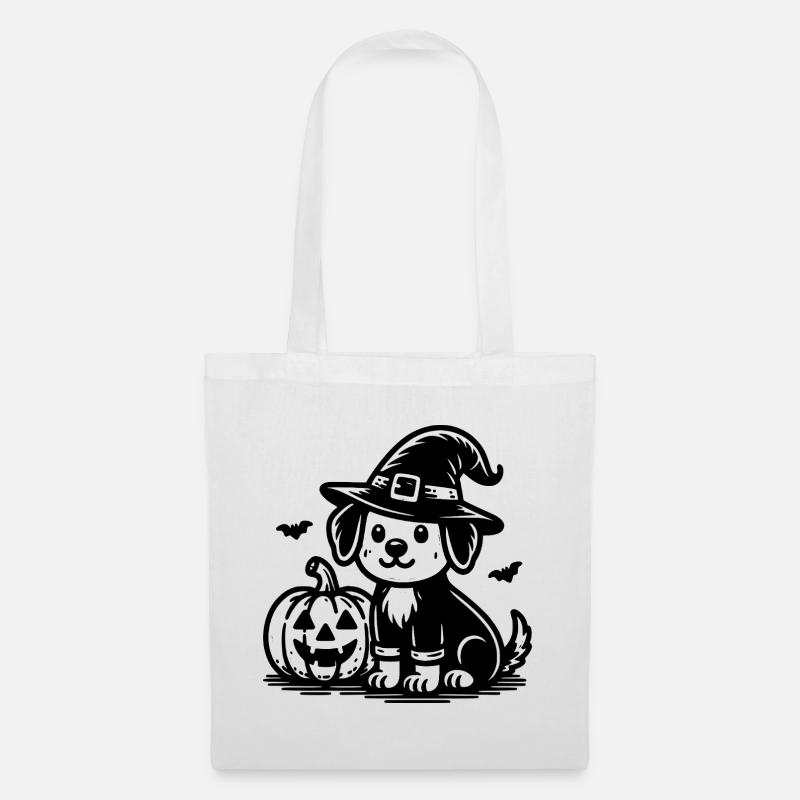 Dog with witch hat - Tote Bag - white