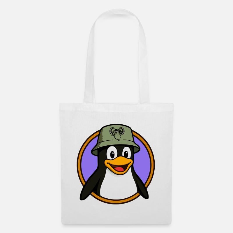 Tux Linux + GNU Hut - Stoffbeutel - Weiß