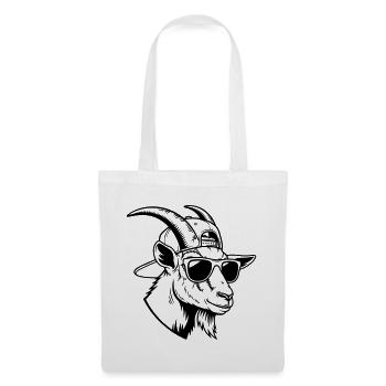 Une chèvre cool avec des lunettes de soleil et une casquette - Sac en tissu - blanc - Devant