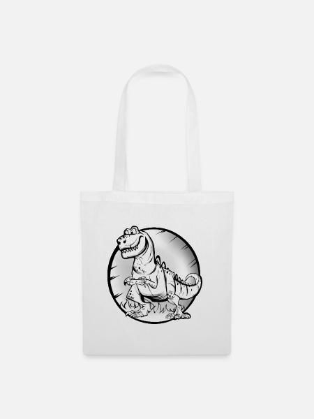T Rex Gamer - Stoffbeutel - Weiß