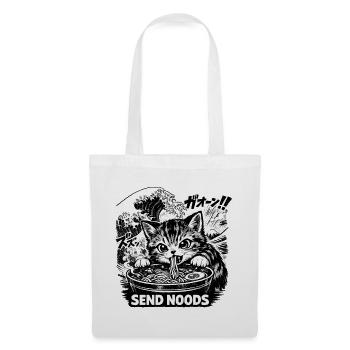Affiche de Chat Mange des nouilles ramen - Sac en tissu - blanc - Devant