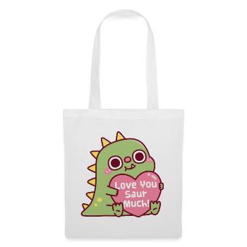 Süße Dinosaurier-Umarmungen Herz Liebe dich Saur Viel Wortspiel - Stoffbeutel - Weiß - Vorne