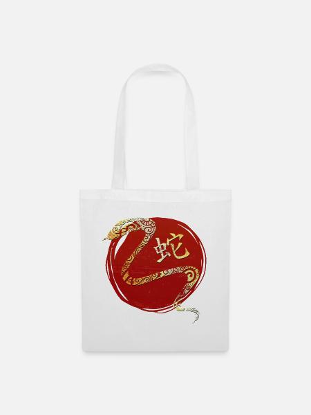 Schlange Chinesisches Tierkreiszeichen Horoskop - Stoffbeutel - Weiß