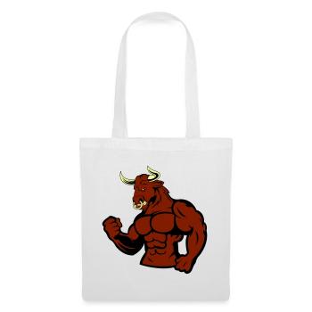 Taureau musclé Taureau - Sac en tissu - blanc - Devant