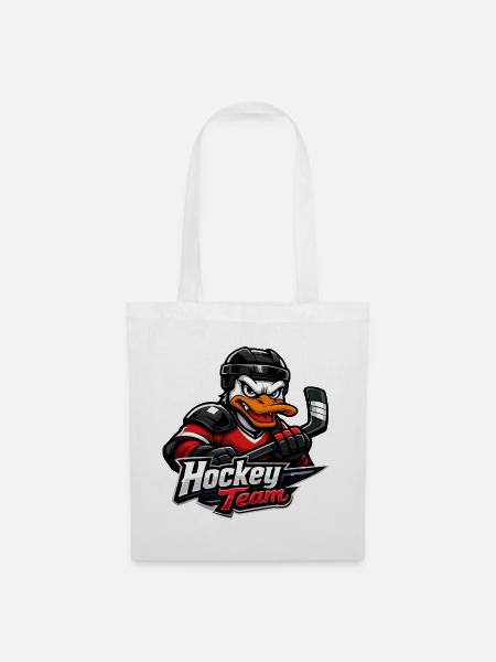 Ente Hockey Maskottchen - Stoffbeutel - Weiß