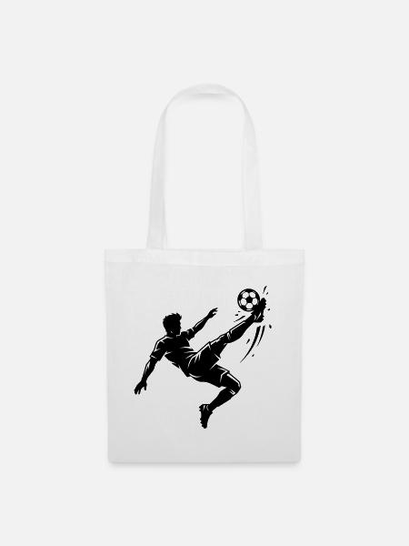 Fallrückzieher Fussball Silhouette - Stoffbeutel - Weiß