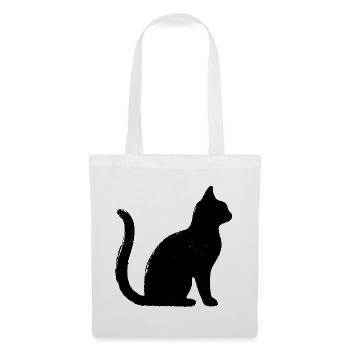 Chat - Silhouette NOIR - Sac en tissu - blanc - Devant