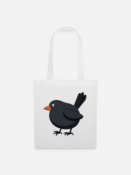 Amsel Vogel - Stoffbeutel - Weiß