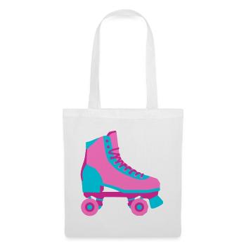 Rollschuh Rollschuhfahren Roller Derby 80er - Stoffbeutel - Weiß - Vorne