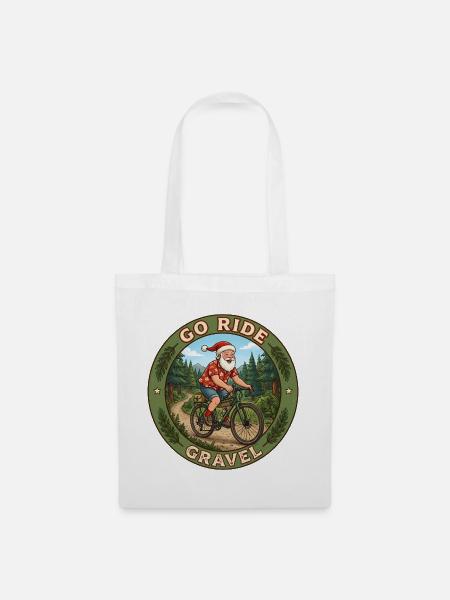 Saint auf einem Gravelbike - Stoffbeutel - Weiß