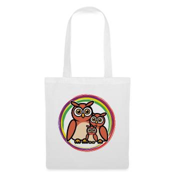 hiboux dessin animé - Sac en tissu - blanc - Devant