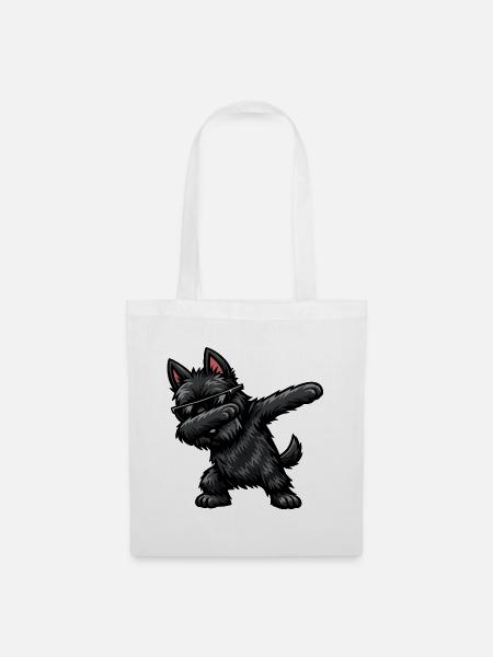 Dabbing Scottish Terrier im Comic Stil - Stoffbeutel - Weiß