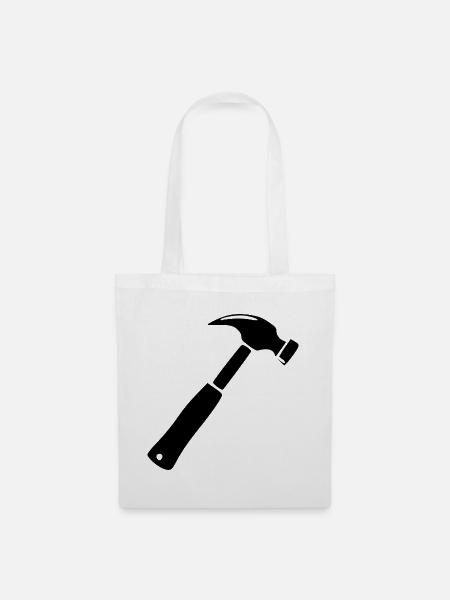 Hammer Handwerk Bauherr Richtfest Geschenk - Stoffbeutel - Weiß