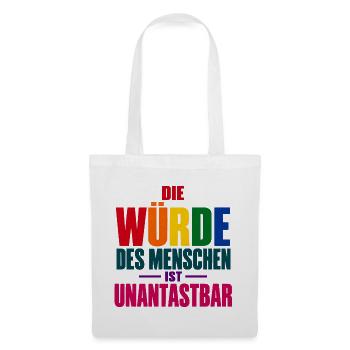 Die Würde des Menschen – Buntes Grundrechte-Motiv - Stoffbeutel - Weiß - Vorne