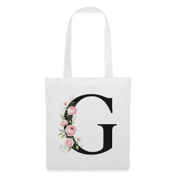 G Buchstabe Monogram Floral - Stoffbeutel - Weiß - Vorne