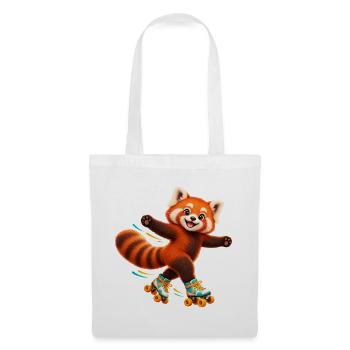 Rollschuhlaufender Red Panda - Stoffbeutel - Weiß - Vorne