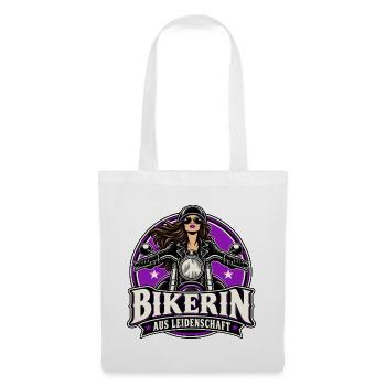 Bikerin Leidenschaft Motorrad-Style - Stoffbeutel - Weiß - Vorne