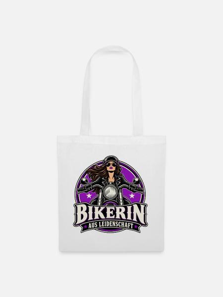 Bikerin Leidenschaft Motorrad-Style - Stoffbeutel - Weiß