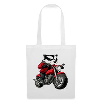 Dachse Motorradfahrer / Motorrad Marder - Stoffbeutel - Weiß - Vorne