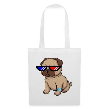 Pixel Shades Pug - Stoffbeutel - Weiß - Vorne