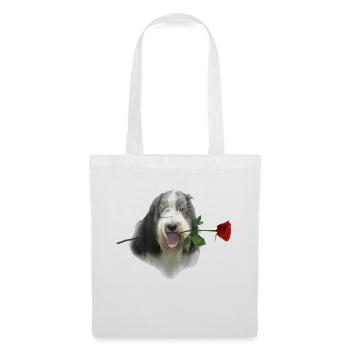 Bearded Collie-Rose - Stoffbeutel - Weiß - Vorne