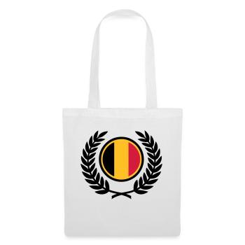 Belgien (Flagge & Lorbeerkranz) - Stoffbeutel - Weiß - Vorne