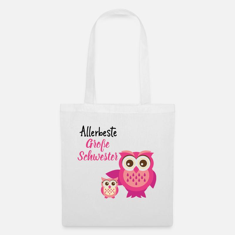 beste große Schwester Eule große Schwester - Stoffbeutel - Weiß