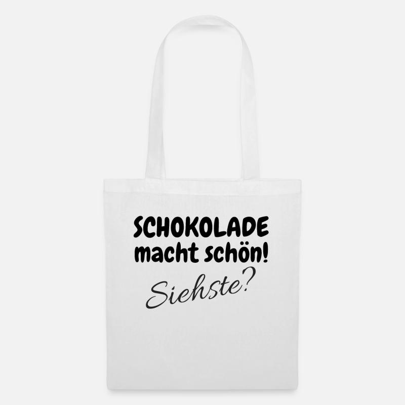 Schokolade Schoko Schoki Schön Siehste Diät Beste - Stoffbeutel - Weiß
