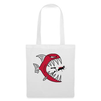 Monster Fish Eats Diver - Tote Bag - white - Front