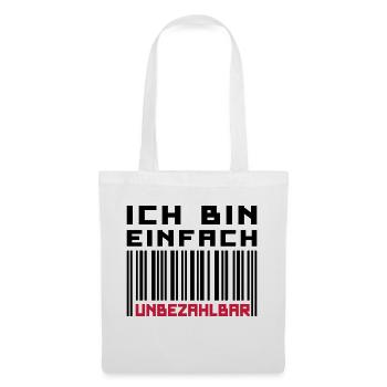 Unbezahlbar (Barcode) - Stoffbeutel - Weiß - Vorne