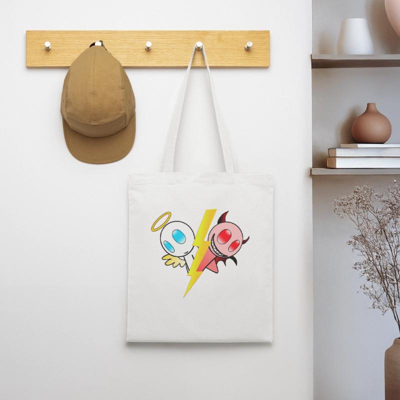 Engel oder Teufel. Gut oder böse. Lieb oder frech Stoffbeutel