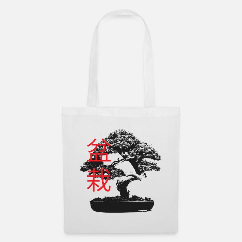 Kleiner Bonsai Schwarz Weiß - Stoffbeutel - Weiß