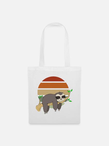 Chill Sloth Sonnenuntergang Design - Stoffbeutel - Weiß