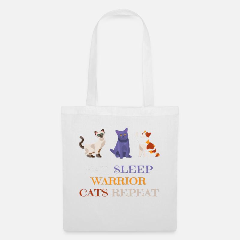 Fat Sleep warrior cats repeat - Stoffbeutel - Weiß
