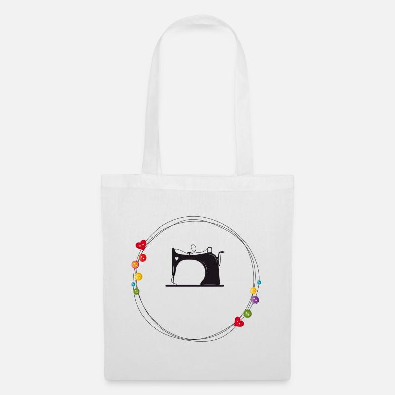 machine à coudre stylisée nostalgique avec boutons - Sac en tissu - blanc