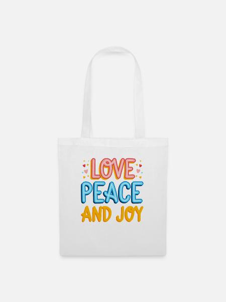 Liebe Frieden und Freude originelle Geschenkidee - Stoffbeutel - Weiß