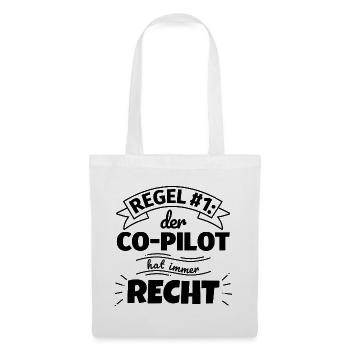 Co-Pilot Geschenke – Hat immer Recht - Stoffbeutel - Weiß - Vorne