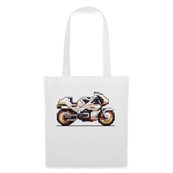 Machine de course de moto 8 bits en tant que graphiques vectoriels - Sac en tissu - blanc - Devant