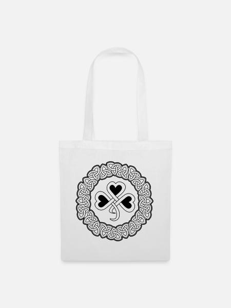 Herz-Triquetra-Knoten Wikingersymbol - Stoffbeutel - Weiß