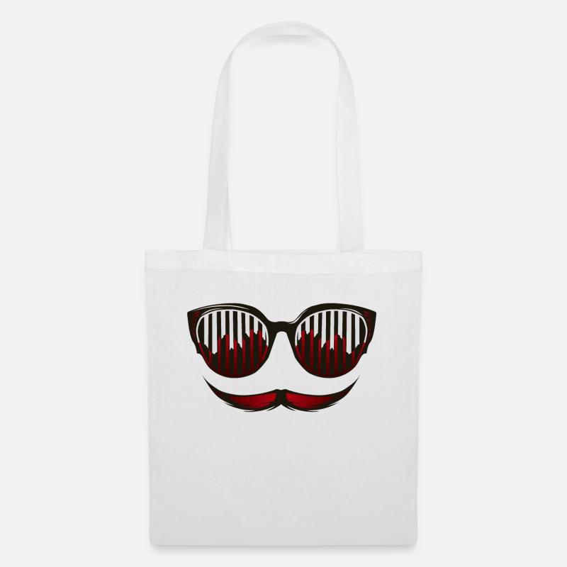 Fun Sonnenbrille Hipster Schnurrbart 2809 B - Stoffbeutel - Weiß