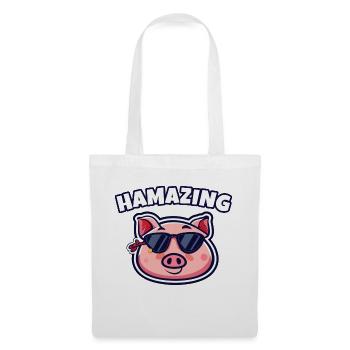 Hamazing PunFunny Pig Porc Joke Humor - Stoffbeutel - Weiß - Vorne