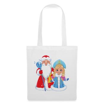 Ded Moroz Snegurotschka russischer Weihnachtsmann - Stoffbeutel - Weiß - Vorne