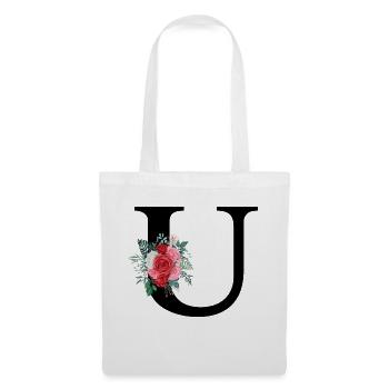 Lettre u floral rouge - Sac en tissu - blanc - Devant