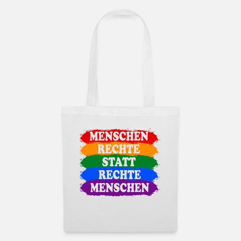Menschenrechte statt rechte Menschen Regenbogen - Stoffbeutel - Weiß