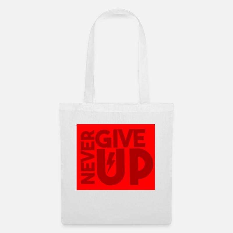 Never Give Up/ Red Color - Tote Bag - white