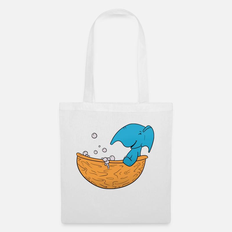 Elephant Bathing - Tote Bag - white