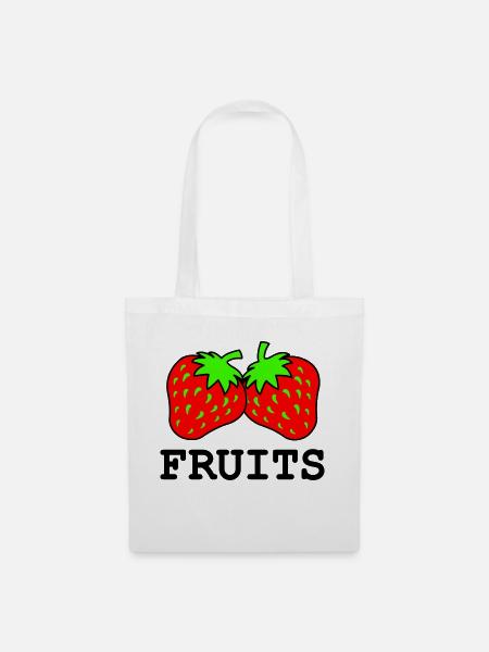 erdbeeren - Stoffbeutel - Weiß